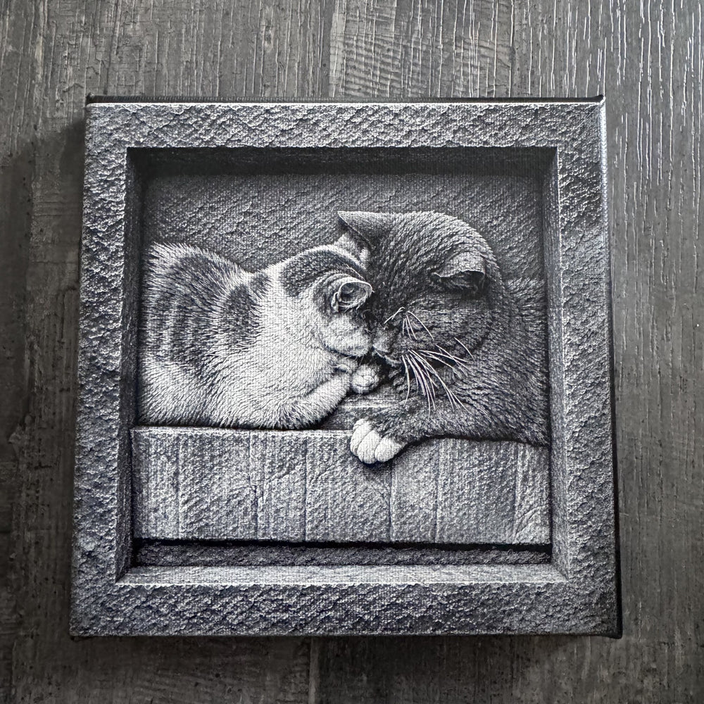 Portrait de chats imprimé au laser – cadeau unique et personnalisé fabriqué en France