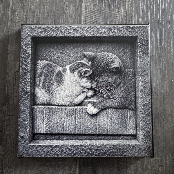 Portrait de chats imprimé au laser – cadeau unique et personnalisé fabriqué en France