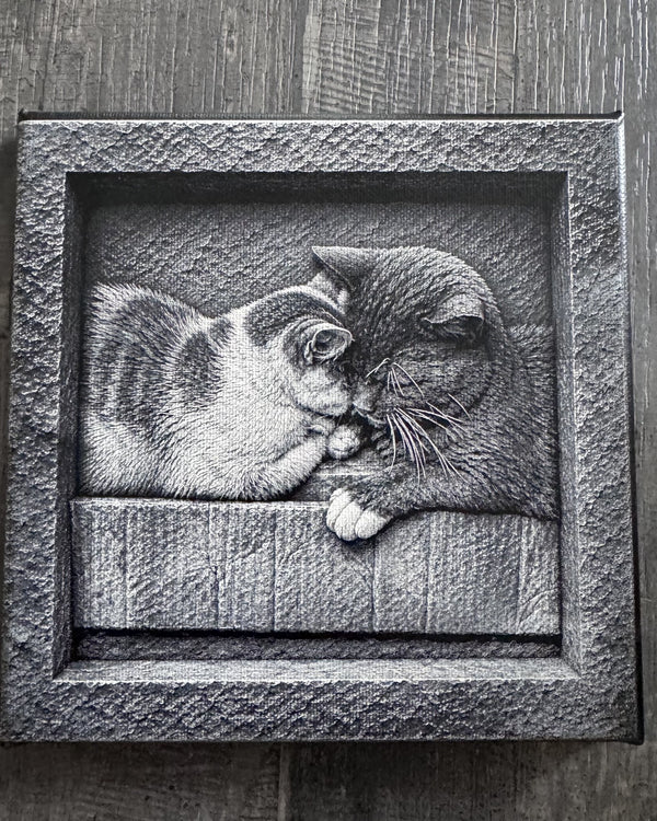 Portrait de chats imprimé au laser – cadeau unique et personnalisé fabriqué en France
